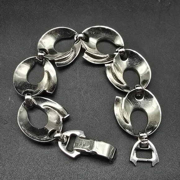Tara Silver Tone Bracelet Vintage Jewelry Circle Open Links - Picture 3 of 10
